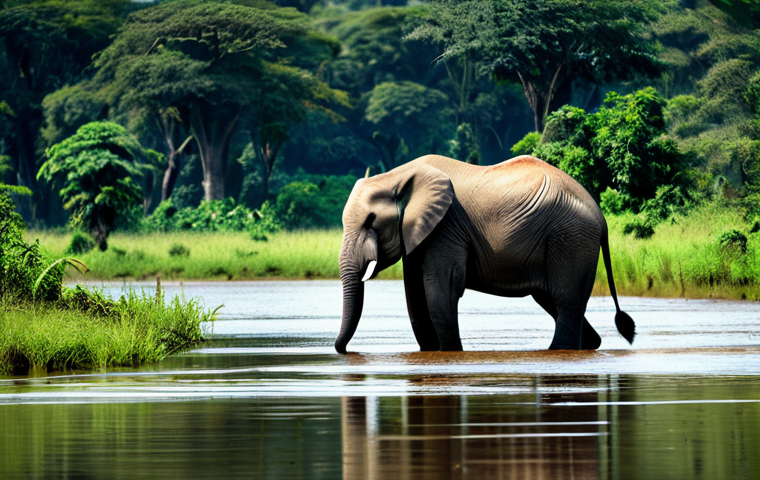 Prompt 1: Central African Wildlife at Dzanga Bai**