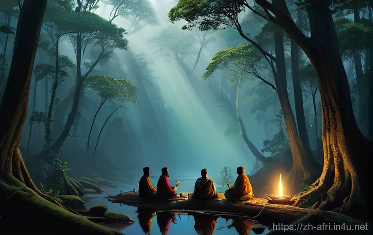 중앙아프리카 공화국 사냥 문화 - **Prompt:** A vivid, high-resolution photograph-style image capturing an intimate moment of knowledg...