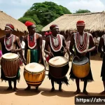 중앙아프리카 공화국 전통 춤 - **Prompt 1: "A captivating Central African Republic coming-of-age ceremony dance. Young, energetic d...