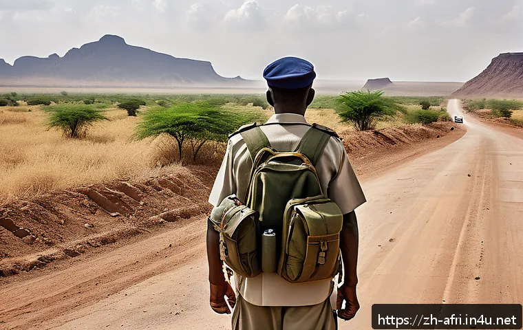 중앙아프리카 공화국에서 피해야 할 지역 - A detailed scene depicting a remote road in the northern Vakaga region near the Chad and Sudan borde...